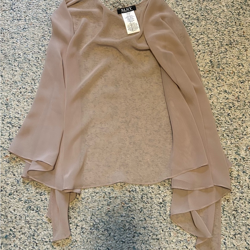 SLNY Sheer Beige Blouse